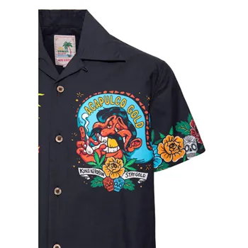 cafe 4 racer - King Kerosin Acapulco hawaii shirt black - KING KEROSIN Caps 