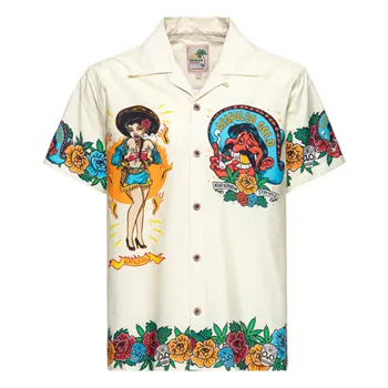 cafe 4 racer - King Kerosin Acapulco hawaii shirt off white - KING KEROSIN Šiltovka 