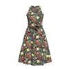 cafe 4 racer - Queen Kerosin Aop Hawaiian Flowers Dress Black - KING KEROSIN Dress 