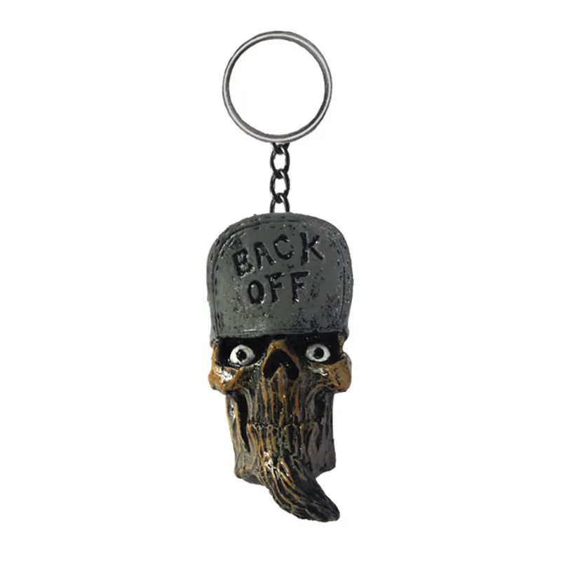 cafe 4 racer - Lethal Threat, key chain Back Off Skull Head - LETHAL THREAT Key Chain 