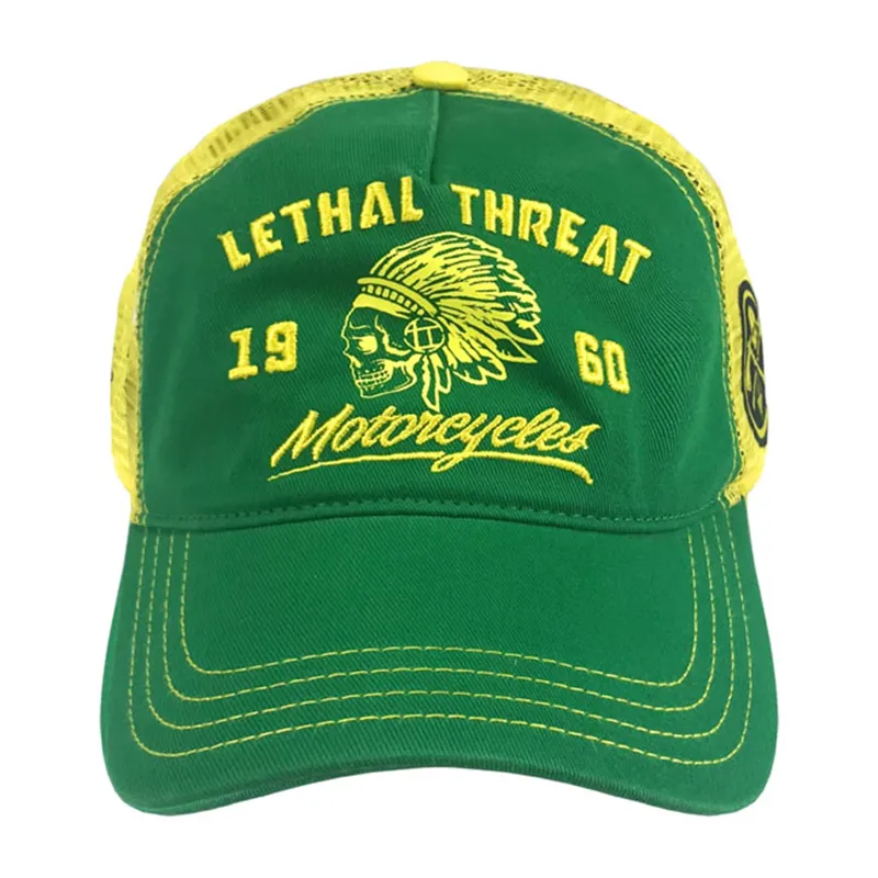 cafe 4 racer - LT Lethal Renegade cap green/yellow - LETHAL THREAT Caps 