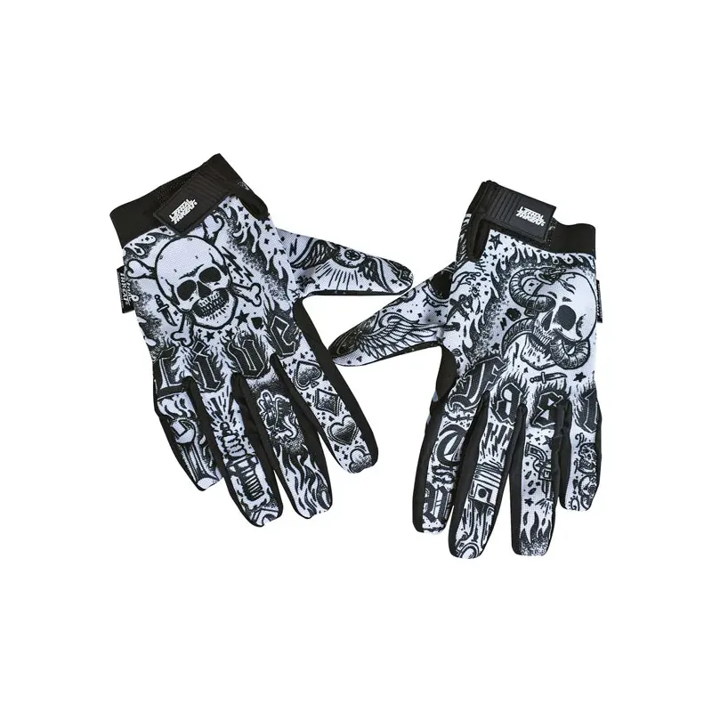 cafe 4 racer - Lethal Threat Tattoo gloves black white - LETHAL THREAT Gloves 
