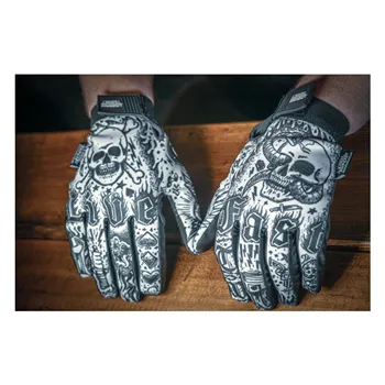 cafe 4 racer - Lethal Threat Tattoo gloves black white - LETHAL THREAT Gloves 