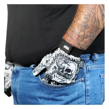 cafe 4 racer - Lethal Threat Tattoo gloves black white - LETHAL THREAT Gloves 