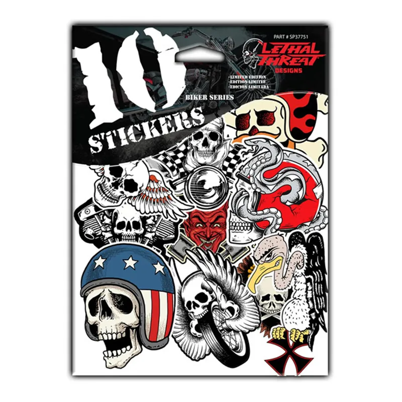 cafe 4 racer - Biker series 10-pack decals - LETHAL THREAT Stickers 