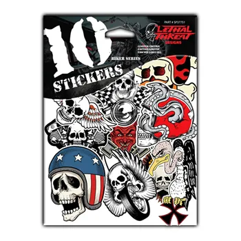 cafe 4 racer - Sada 10 samolepek série Biker - LETHAL THREAT Nálepky 