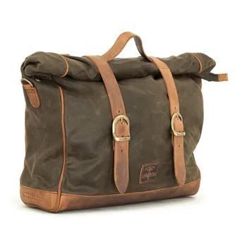cafe 4 racer - Longride, ''Old Chopper'' waxed cotton saddlebag. Khaki, Royal Enfield: Interceptor 650 Royal - LONGRIDE Saddle & Sissy bags 