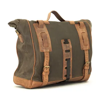 cafe 4 racer - Longride, ''Old Chopper'' waxed cotton saddlebag. Khaki, Royal Enfield: Interceptor 650 Royal - LONGRIDE Saddle & Sissy bags 