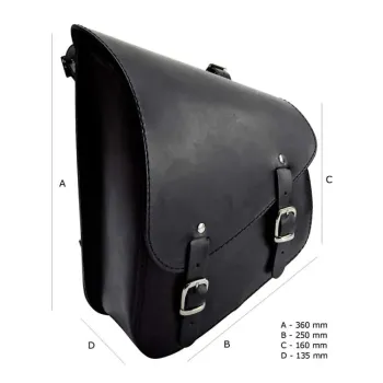 Longride, swingarm bag. Smooth, black leather, 84-17 Softail (NU)