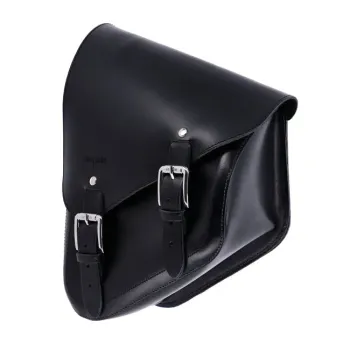 Longride, swingarm bag. Smooth, black leather, 84-17 Softail (NU)
