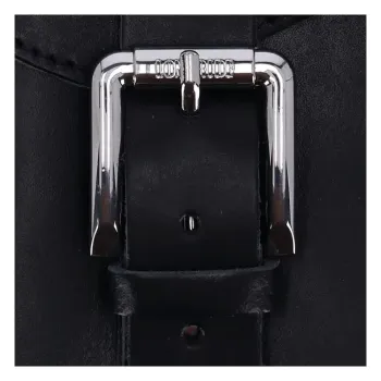 Longride, swingarm bag. Smooth, black leather, 84-17 Softail (NU)