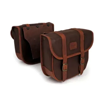 cafe 4 racer - Longride, ''Classic'' waxed cotton saddlebag. Khaki, Universal - LONGRIDE Saddle & Sissy bags 