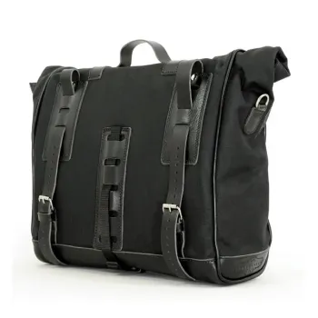 cafe 4 racer - Longride, ''Old Chopper'' waxed cotton saddlebag. Black, Royal Enfield: Interceptor 650 Royal - LONGRIDE Saddle & Sissy bags 