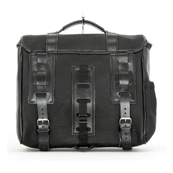 cafe 4 racer - Longride, ''Classic'''' waxed cotton saddlebag. Black, Universal - LONGRIDE Saddle & Sissy bags 