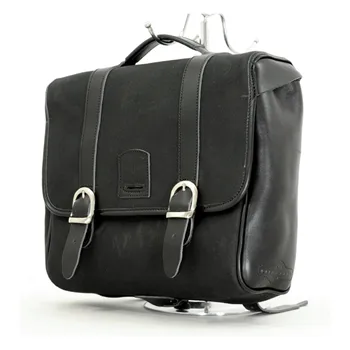 cafe 4 racer - Longride, ''Classic'''' waxed cotton saddlebag. Black, Universal - LONGRIDE Saddle & Sissy bags 