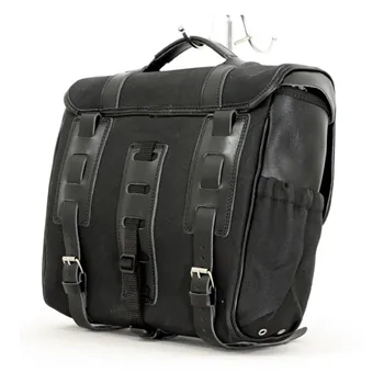 cafe 4 racer - Longride, ''Classic'''' waxed cotton saddlebag. Black, Universal - LONGRIDE Saddle & Sissy bags 