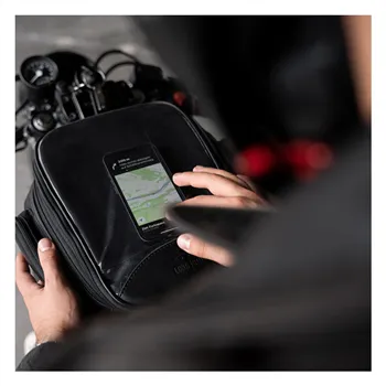 cafe 4 racer - Longride, Heritage waxed canvas tank bag. Black, Ducati Scrambler 750 Triumph: Bonneville 2017 on - LONGRIDE Tank bags 