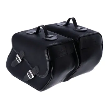 cafe 4 racer - Longride, Heritage waxed cotton saddlebags. Black, Universal - LONGRIDE Accessories & Holders 