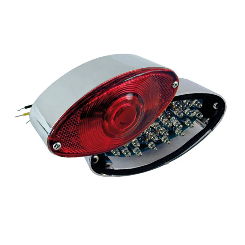 cafe 4 racer - Cateye LED taillight. Chrome. Red lens - MCS LED Rear lights 