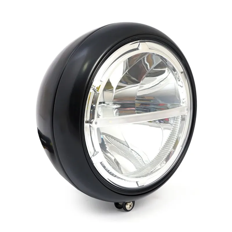cafe 4 racer - 7" LED svetlomet. Čierna - MCS Predné svetlá so spodným úchytom 