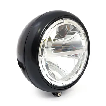 cafe 4 racer - 7" LED headlamp. Black - MCS Headlights bottom mount 