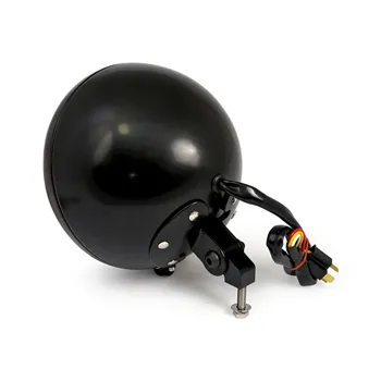 cafe 4 racer - 7" LED headlamp. Black - MCS Headlights bottom mount 