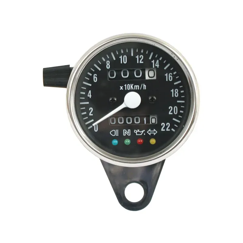 cafe 4 racer - LED mini speedo 2:1 kmh. Chrome with black face plate - MCS Analog speedometers 