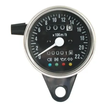 cafe 4 racer - LED mini speedo 2:1 kmh. Chrome with black face plate - MCS Analog speedometers 