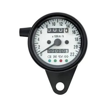 cafe 4 racer - LED mini speedo 2:1 kmh. Black with white face plate - MCS Analog speedometers 