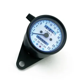 cafe 4 racer - LED mini speedo 2:1 kmh. Black with white face plate - MCS Analog speedometers 