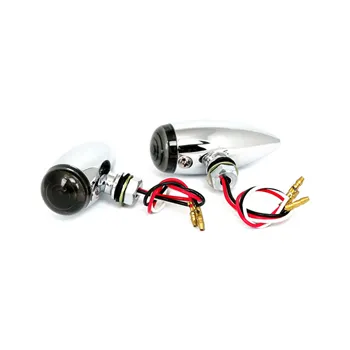 cafe 4 racer - Micro bullet LED taillight set. Chrome. Smoke lens - MCS LED Rear lights 