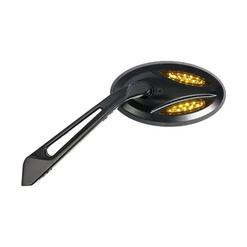 cafe 4 racer - Cateye LED turn signal mirror set. Black - MCS Standard mirrors 
