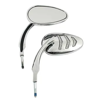 cafe 4 racer - LED billet turn signal mirror set. Chrome - MCS Standard mirrors 