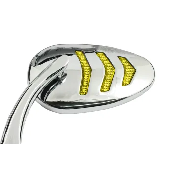 cafe 4 racer - LED billet turn signal mirror set. Chrome - MCS Standard mirrors 