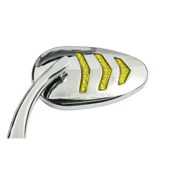 cafe 4 racer - LED billet turn signal mirror set. Chrome - MCS Standard mirrors 