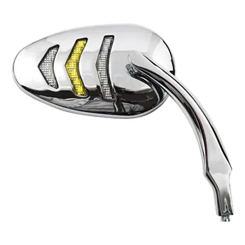 cafe 4 racer - LED billet turn signal mirror set. Chrome - MCS Standard mirrors 