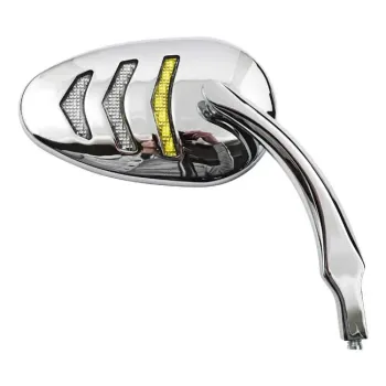 cafe 4 racer - LED billet turn signal mirror set. Chrome - MCS Standard mirrors 
