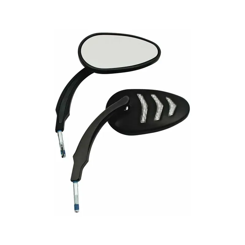 cafe 4 racer - LED billet turn signal mirror set. Black - MCS Standard mirrors 
