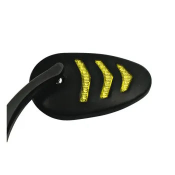 cafe 4 racer - LED billet turn signal mirror set. Black - MCS Standard mirrors 