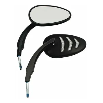 cafe 4 racer - LED billet turn signal mirror set. Black - MCS Standard mirrors 