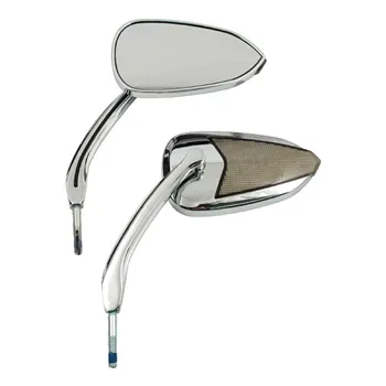 cafe 4 racer - Fury, LED turn signal mirror set, with running light. Chrome - MCS Standard mirrors 