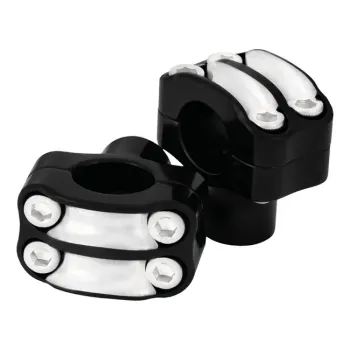 cafe 4 racer - Risers 22mm Height 32mm anodized silver - Rebelmoto Clamp Kit & Risers 