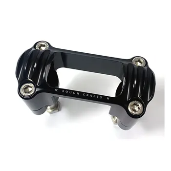 cafe 4 racer - Rough Crafts, M8 Softail 1.3" finned risers. Black - ROUGH CRAFTS Clamp Kit & Risers 