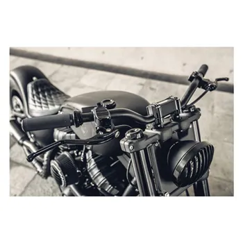 cafe 4 racer - Rough Crafts, M8 Softail 1.3" finned risers. Black - ROUGH CRAFTS Clamp Kit & Risers 