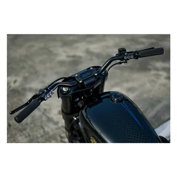 cafe 4 racer - Rough Crafts, M8 Softail 1.3" finned risers. Black - ROUGH CRAFTS Clamp Kit & Risers 