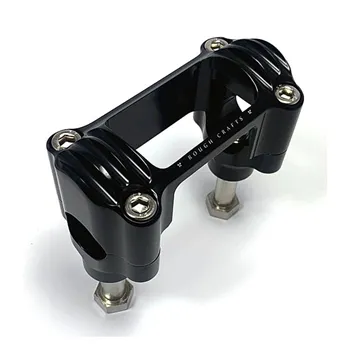cafe 4 racer - Rough Crafts, M8 Softail 1.3" finned risers. Black - ROUGH CRAFTS Clamp Kit & Risers 