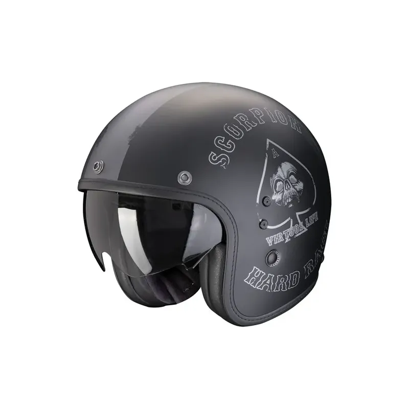 cafe 4 racer - Prilba Scorpion Belfast Evo matná čierna/strieborná - Scorpion  SCORPION 