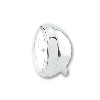 cafe 4 racer - SHIN YO chrome headlight BULLET LONG with visor - Shin Yo Headlights bottom mount 4054783029891