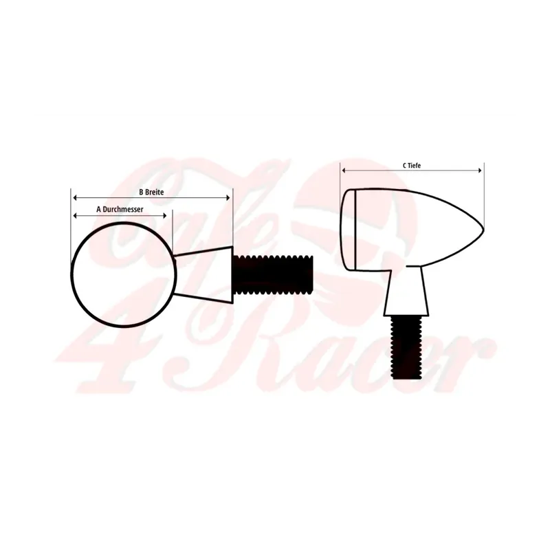 cafe 4 racer - HIGHSIDER Indicator MICRO-BULLET čiena/chromová - Highsider Štandardné smerovky 4054783024407