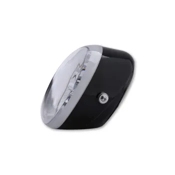 cafe 4 racer - SHINY HEADLIGHT OVAL,BLACK,12V H9+H11 - Shin Yo Headlights side mount 4054783163793